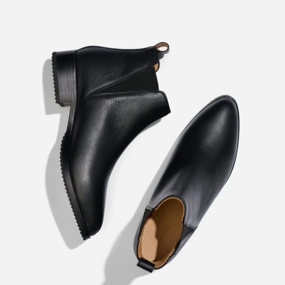 NEW NISOLO BLACK LEATHER EVA EVERYDAY CHELSEA BOOTS 5